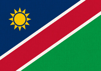 Flag of Namibia. Namibian national flag on fabric surface. African country