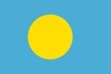 Flag of Palau. Palau flag. National symbol. Country in Oceania