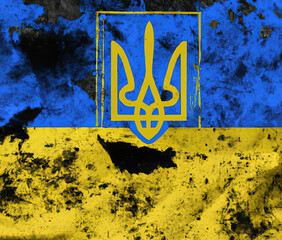 Znaki narodowe nacjonalistyczne Ukrainy w barwach flagi narodowej.
