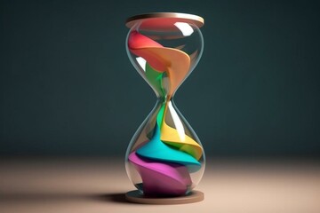 Colorful 3D hourglass. Generative AI