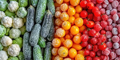 Fotobehang The range of frozen fruits and vegetables © FryArt Studio