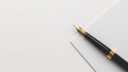 Naklejka premium Classic fountain pen on a white notebook, concept of writing