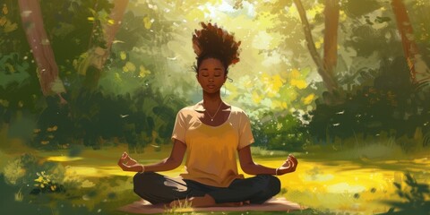 Woman Sitting in Lotus Position Painting