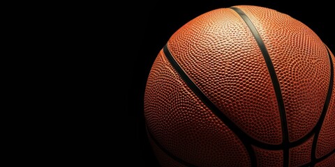 Close Up of Basketball on Black Background