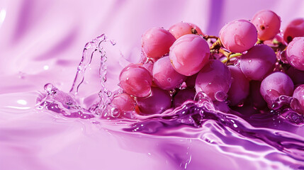 Obraz na płótnie Canvas a bunch of grapes with water splashing on the top and bottom of the grapes on the bottom of the water.