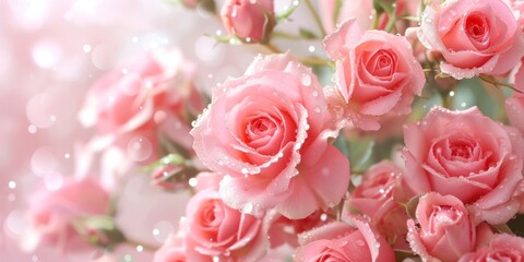 Pink Roses With Water Droplets