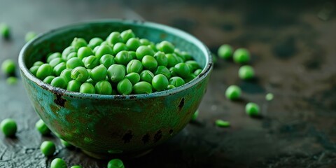 Green Bowl Filled With Peas on Table