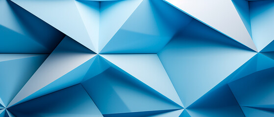 Blue polygonal background with 3D elements, focus stacking style, sculptural architecture. UHD image in abstract minimalism, luminous shadowing. Triangular blue background, hard surface modeling