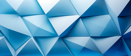 Dynamic blue polygonal background with 3D elements, focus stacking style. Sculptural architecture on a white background, UHD image. Minimalism with luminous shadowing, bold structural designs