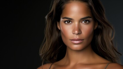 Fototapeta premium Close-up of a woman with flawless skin and natural makeup