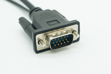 VGA cable close-up view on white background
