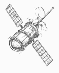 hand drawn illustration of a satellite