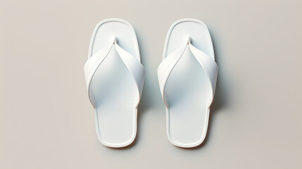 White flip-flops for models. Smooth bottom. - obrazy, fototapety, plakaty