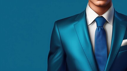 Close-up of a businessman in a stylish blue suit and tie