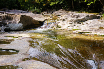 Keene,NY USA  1 31 2024: Hiking in to the Johns Brook area of the Keene valley on the approach...