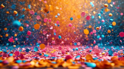  a bunch of confetti on a table with a lot of confetti on the table and a lot of confetti on the table. - obrazy, fototapety, plakaty
