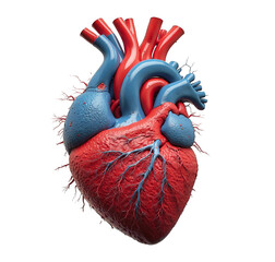 3D realistic human heart on isolated background, png, anatomy. Generative ai