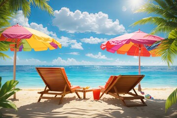 beach chairs and umbrellas on the beach