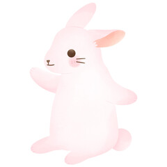 Cute standing Rabbit cartoon character watercolour illustration