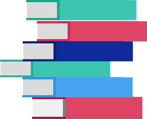 Stack of colorful books with blank spines on a white background. Pile of books in a form of a rainbow, education concept. Vector illustration