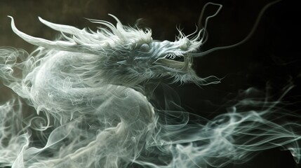  a close up of a dragon with a lot of smoke coming out of it's mouth and a black background.