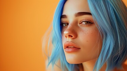 Portrait of a girl with tinted blue hair