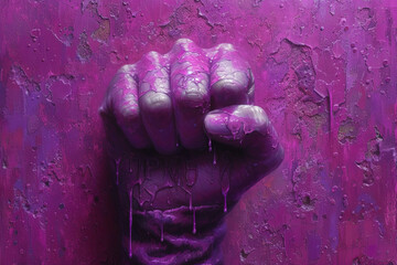 Obraz premium Purple Clenched Fist: A Resilient Stand for Equality
