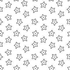 Doodle seamless pattern with stelle pasta illustrations. Hand drawn food ingredients on line art vector background. Italian cuisine elements for wrapping, packaging, print