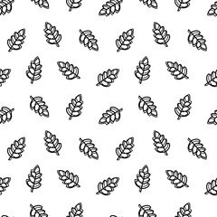 Doodle seamless pattern with spighe pasta illustrations. Hand drawn food ingredients on line art vector background. Italian cuisine elements for wrapping, packaging, print