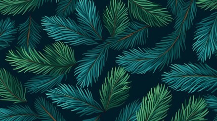 seamless background with coniferous branches pattern, coniferous, fir, 