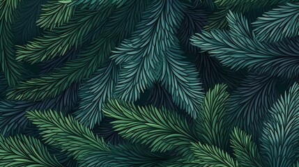 seamless background with coniferous branches pattern, coniferous, fir, 