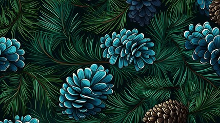 seamless background with coniferous branches pattern, coniferous, fir, 