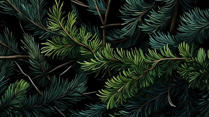 seamless background with coniferous branches pattern, coniferous, fir, 