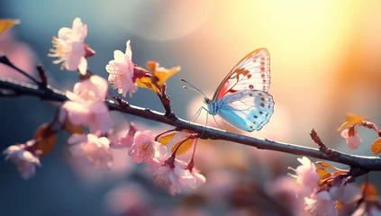 Fotobehang Close up colorful butterfly on flowers. © Koray