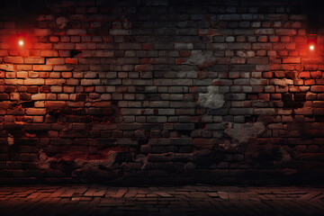 Red brick wall. Texture of  dark brown and red brick wall.