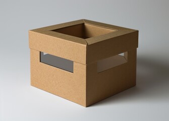 a brown box with a window