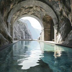 a pool in a cave