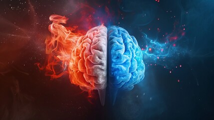 vector illustration. abstract background depicting the combination of the right hemisphere and the left hemisphere in different roles in the human brain