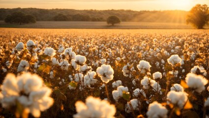 Cotton fields at sundown