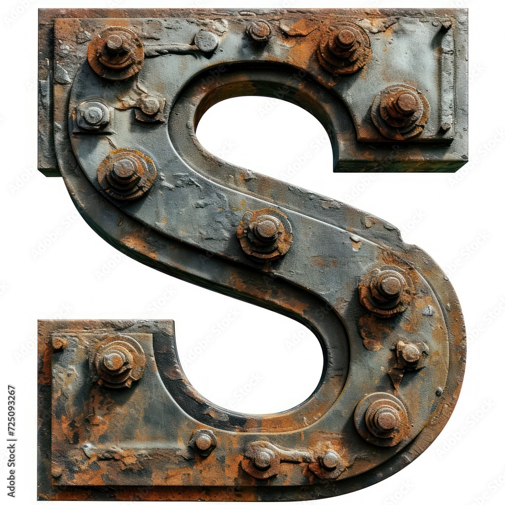 Wall mural a metal letter with rust on it