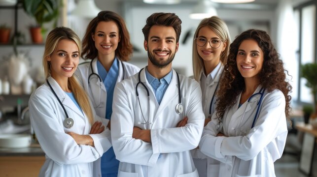 white uniforms of medical team members dedicated to healthcare. This image represents professionalism and caring within a healthcare facility, emphasizing the commitment to patient well-being.