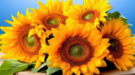 a group of sunflowers on a table