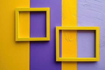 two yellow frames on a purple and yellow wall