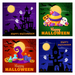 Set of Halloween banners design. Vector illustration