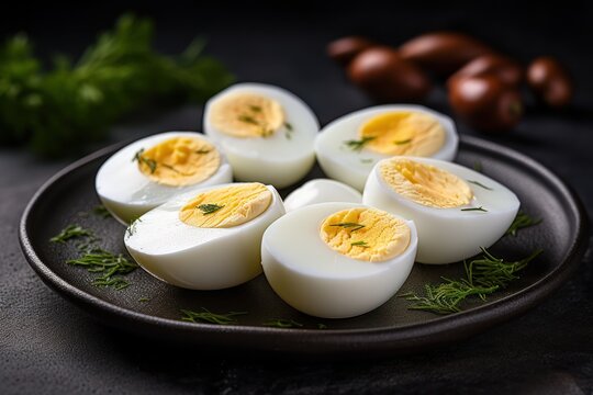 a plate of hard boiled eggs
