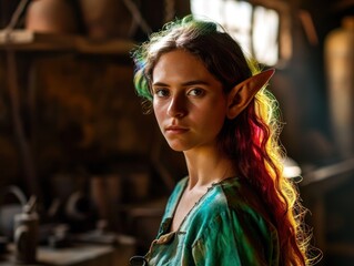 Obraz premium a woman with long hair and elf ears