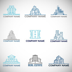 Set of real estate logo design. Vector illustration