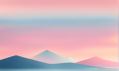 Blurry image of mountains  in pink and blue background 