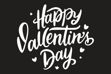 Happy Valentines Day text card on a black background