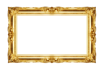 Old Antique Gold Frame Isolated on White and Png Transparent Background
